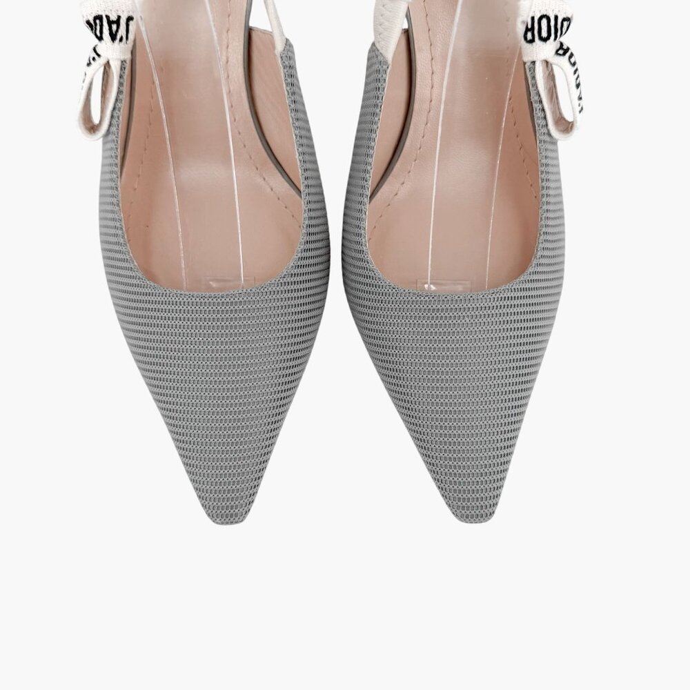 Christian Dior J’Adior Gray Slingback Pumps Size 39.5 US 9.5 Technical Mesh Heel - Picture 4 of 14
